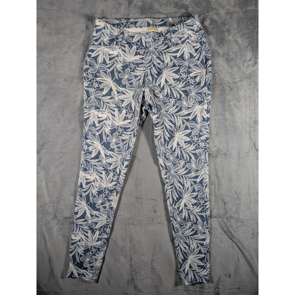 Faded Glory Women's Blue Floral Print Stretch Skinny Pants